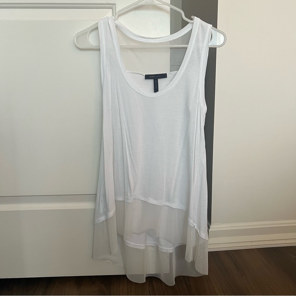 Bcbg MaxAzria White Mesh Top- Size XS; Excellent Condition